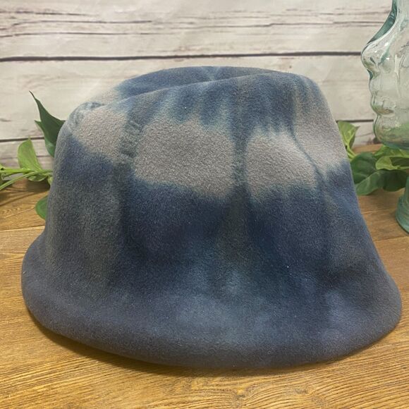 Rafi De Luca Wearable Art To Wear Made in Italy Lapin Fur Hat Blue Gray Tie Dye - Picture 11 of 13